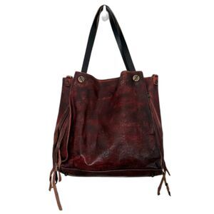 Old Trend Daisy Tote Bag Distressed Leather Burgundy Red Convertible Crossbody